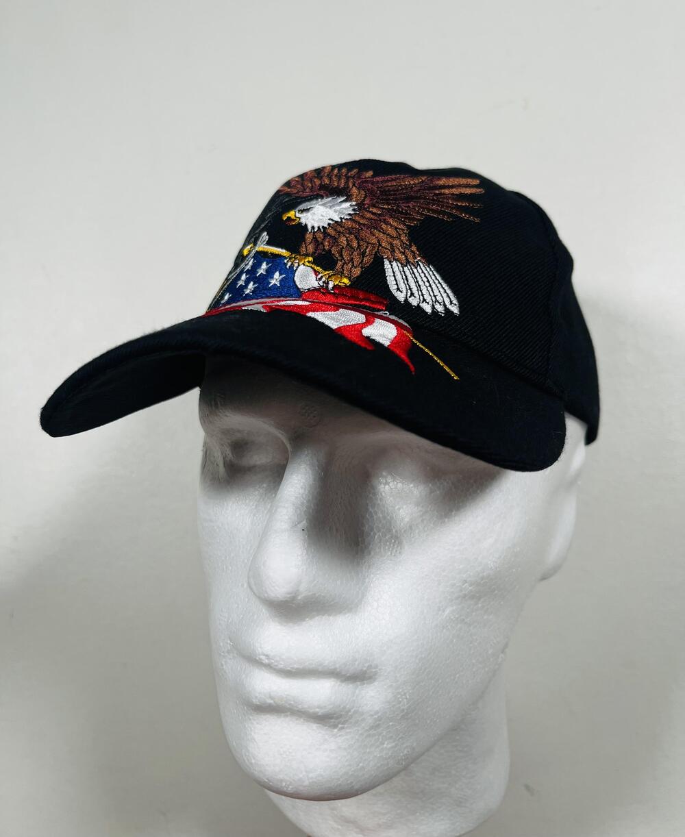 Joycap Hat Cap Strap Back Mens One Size Black Eagle USA Flag Patriotic Baseball